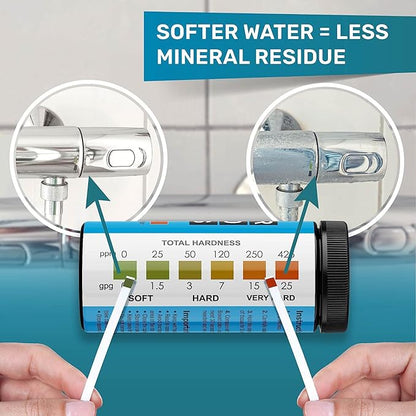 Water Hardness Test Kit - Quick and Accurate Water Hardness Test Strips - Hard Water Test Kit with eBook - Ultimate Test Kit for Water Hardness - 150 Water Softener Test Strips by JNW Direct