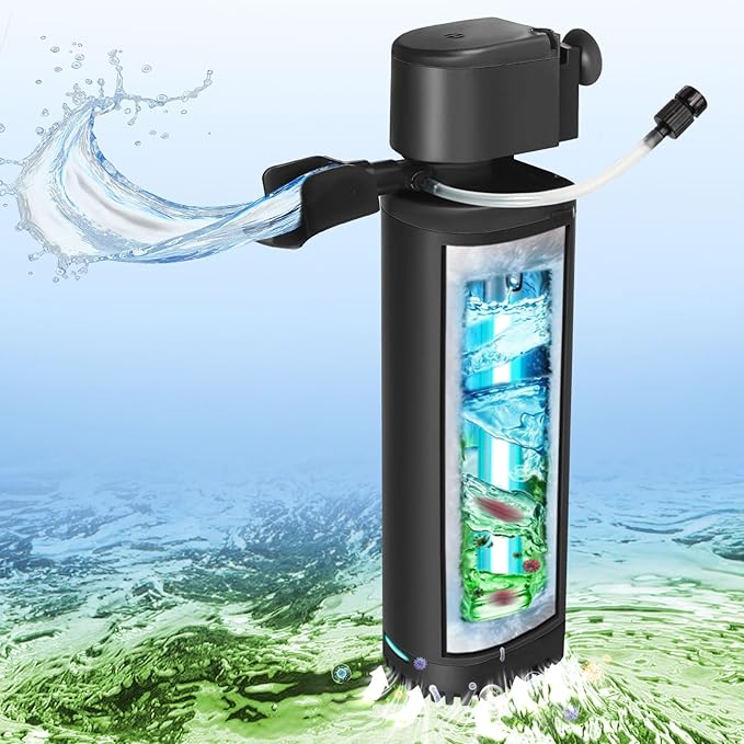 TARARIUM Fish Tank Filter U-V for 45-120 Gallon Tank, 300GPH Aquarium Filter for Turtle Tank Fish Tank Green Clean Machine, Sock Filter for Cold Plunge Saltwater Freshwater Crystal Clear