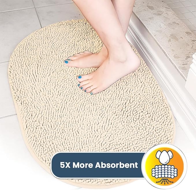 Muddy Mat® Shown on TV – Super Absorbent Microfiber Dog Door Mat for Muddy Paws, Non-Slip Washable Pet Rug, Quick Dry Chenille Entryway Carpet,Machine Washable Indoor Outdoor Mat, Beige Oval 5ft x 7ft
