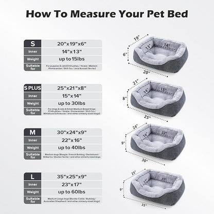 Small Dog Bed Washable Orthopedic Calming Warming Durable Pet Bed with Anti-Slip Bottom