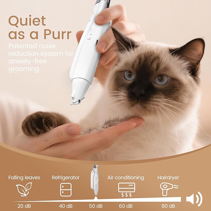 2 in 1 Dog & Cat Nail Clippers & Trimmers with LED Lights, Splash Guard - Pet Hair Trimmer for Around Paws, Ear, Eye,Face, Rump Rechargeable & IPX7 Waterproof Grooming Supplies for Dog, Cat