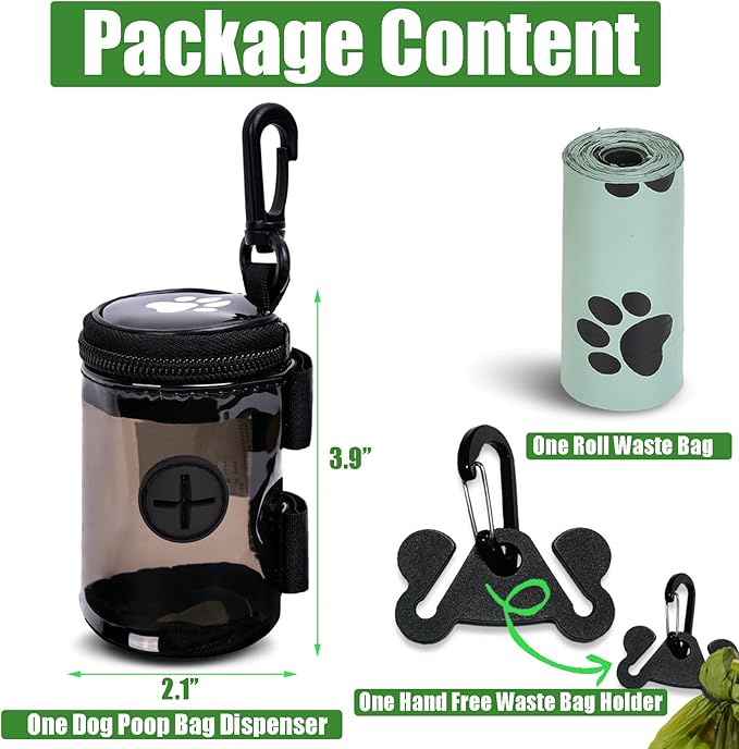Dog Waste Bag Dispenser Poop Bag Dispenser for Leash Accessory dog Poop Bag Holders Fits Dog Leash Include Hand Free Holder, Clear, No-PUXYB