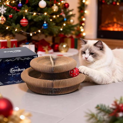 Goosheep 1 Pack Accordion Magic Organ Cat Scratcher Toys for Indoor Cats - Cardboard Cat Scratching Board Ball Scratcher Pad