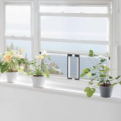 [MEASURE FIRST] FLYZZZ Window Screen, FIXED 19.68" HEIGHT, Fits Window Opening Width 28" to 52", Adjustable Sliding Screen Insert, Large, 2-Pack