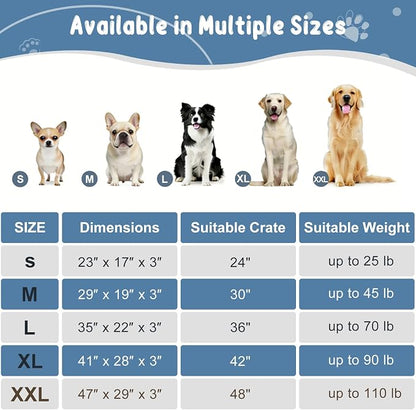 EMPSIGN Dog Bed Mat Crate Pad Mattress, Ultra Soft Pet Kennel, Navy, XXL | Reversible(Cool & Warm), Waterproof Linings, Removable Machine Washable Cover, for 48" Dog Crate, Soft Rose Plush/Canvas