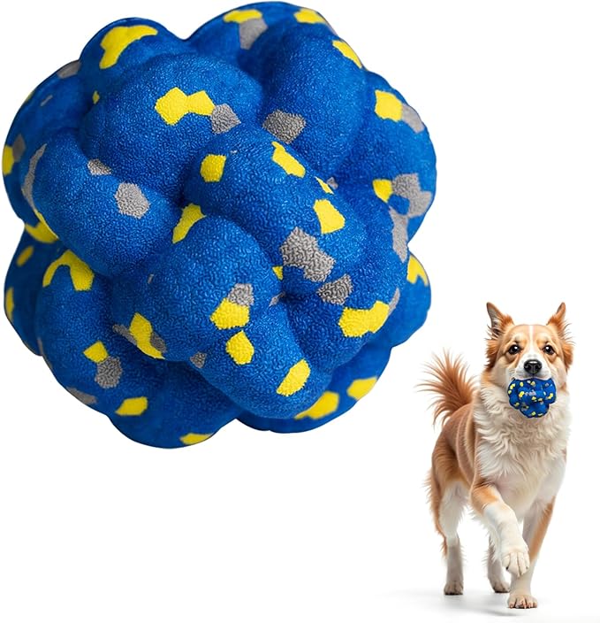 Upgrade Dog Balls Interactive Toys for Aggressive Chewers, Indestructible Tennis Durable Bouncy for Fetch Game, Lightweight Floating, Blue