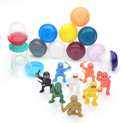 Ninja Toys in Capsules - 50 Pcs - 1.1 Inch Capsules with Mini Ninja Warriors Figurines for Kids Bulk - Easter Basket Stuffers - Party Favors - Classroom Prizes