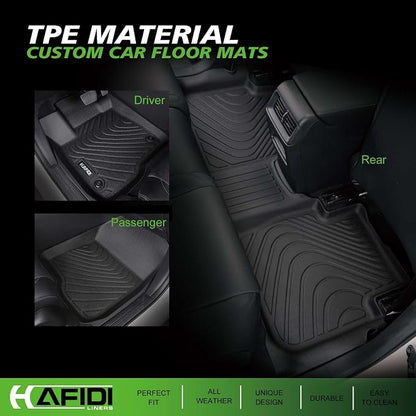 HAFIDI® Floor Mats & Cargo Liner & Seatback Cargo Set Fit for 2021-2024 Ford Expedition Max 7 Seats All Weather Protection TPE Anti-Slip Full Set Floor Liners Custom Accessories - Black