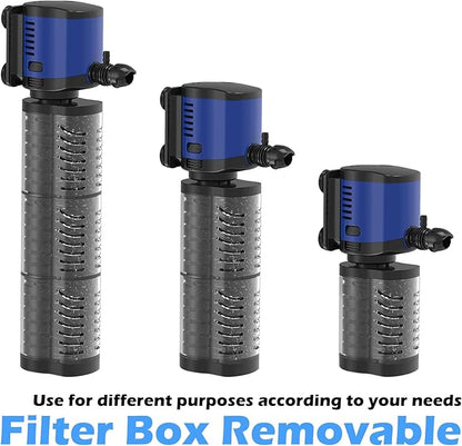 TARARIUM Aquarium Filter Powerful 260GPH for 35-75 Gallon Fish Tank Small Pond Fountain, Wave-Maker Submersible Water Pump Turtle Tank Filter for Saltwater & Freshwater System
