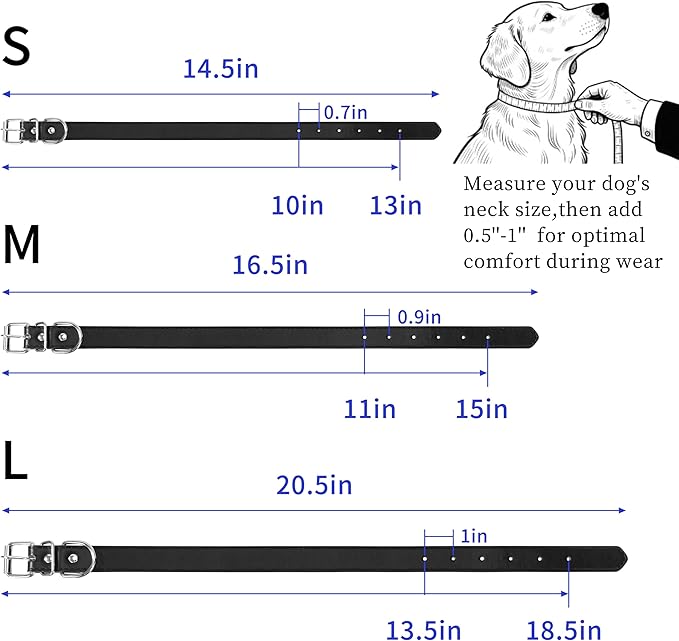 Purple Soft Leather Dog Collar for Small,Medium, Large Dog, Comfortable and Adjustable (Wide: 0.95'' for Dog's Neck: 13''~18'', Purple, L)