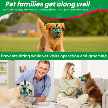 Dog Muzzle, Basket Muzzle for Small Medium Large Dogs, Anti-Biting and Chewing, Lightweight & Sturdy Cage Design, Allows Panting & Drinking, Ideal for Grooming & Training(Green Size L)