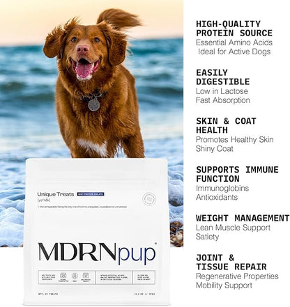 MDRNpup® Unique Dog Treats, Human Grade and All-Natural, Only Three Ingredients, High Protein - Amino Acids, Nothing Artificial, Soft Baked in The USA (13.2 Ounce, Whey Isolate Protein)