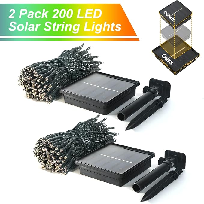 JMEXSUSS 2 Pack Solar Christmas Lights Outdoor Waterproof, Total 400LED 151FT Multi Colored Christmas Lights, 8 Modes Solar String Lights for Outside Tree Patio Garden Xmas Christmas Decorations