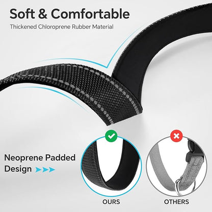 Reflective Dog Collar with Quick Release Buckle - Metal Ring - Adjustable Soft Neoprene Padded Basic Dog Collar for Small Medium Large Dogs (Black, Small :Width 1",Neck 11.8-15.7")