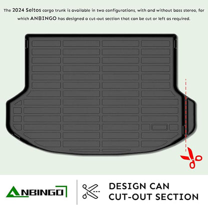 ANBINGO® Cargo Liner for KIA Seltos 2024 2025 2026 TPE All Weather Car Mats Waterproof Non-Slip Mat Full Sets, 2024 2025 2026 Seltos S/LX/EX/X-Line, (Only for U.S.A. and Canada Seltos)