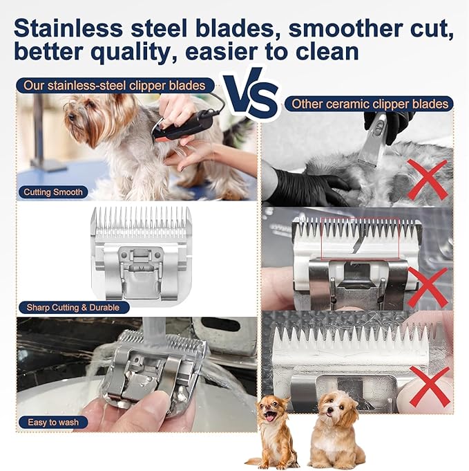 Clipper Blades Pet Grooming Clipper Replacement Blades Detachable Blade Compatible with andis/wahl/Oster Dog Clippers (4FC)