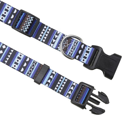 Dog Collar with Bohemia Floral Tribal Geometric Patterns - Soft Ethnic Style Collar Adjustable for Small Medium Large Dogs（Bohemian Blue,M）