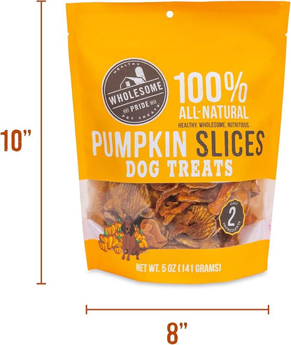 Wholesome Pride Pumpkin Slices 100% All-Natural Limited Ingredient Dehydrated Dog Treats, 5 oz