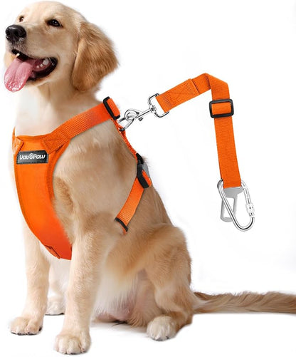 Dog Seat Belt, Safety Vest Dog Car Harness with Adjustable Buckle Dog Seat Belt for Vehicle Nylon Pet Safety Seat Belts Heavy Duty(L, Orange)