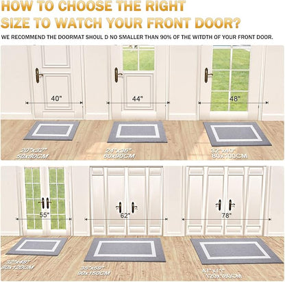 OLANLY Indoor Door Mat, 47x20, Non-Slip Absorbent Resist Dirt Entrance Mat, Washable Low-Profile Inside Entry Doormats for Entryway, Grey