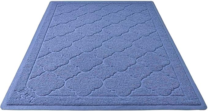 WePet Cat Litter Box Mat, Kitty Premium PVC Pad, Durable Trapping Rug, Phthalate Free, Urine-Resistant, Scatter Control, XXL 47 x 36 Inch, Light SkyBlue