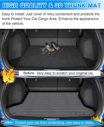 Cartist Cargo Liner Custom Fit for HR-V HRV 2016-2022 (Only AWD Models) All Weather Rear Trunk Mat High Side Waterproof Black TPE