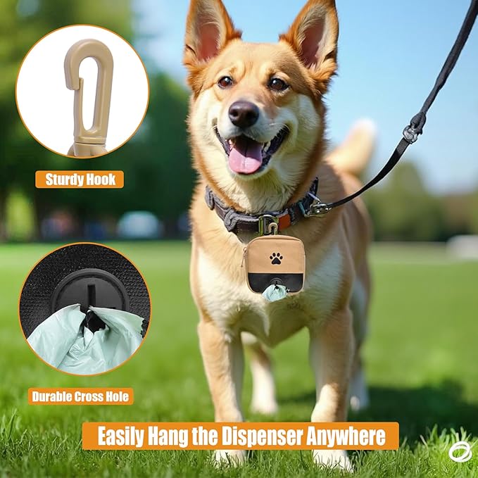 Dog Waste Bag Dispenser Pet Poop Bags Holder for Doggie Waste Bags Dispensers Soft Fabric Zipper Small Doggy Puppy Pouch for Leash Accessory Attachment with Carrier,No-KaqiXFB