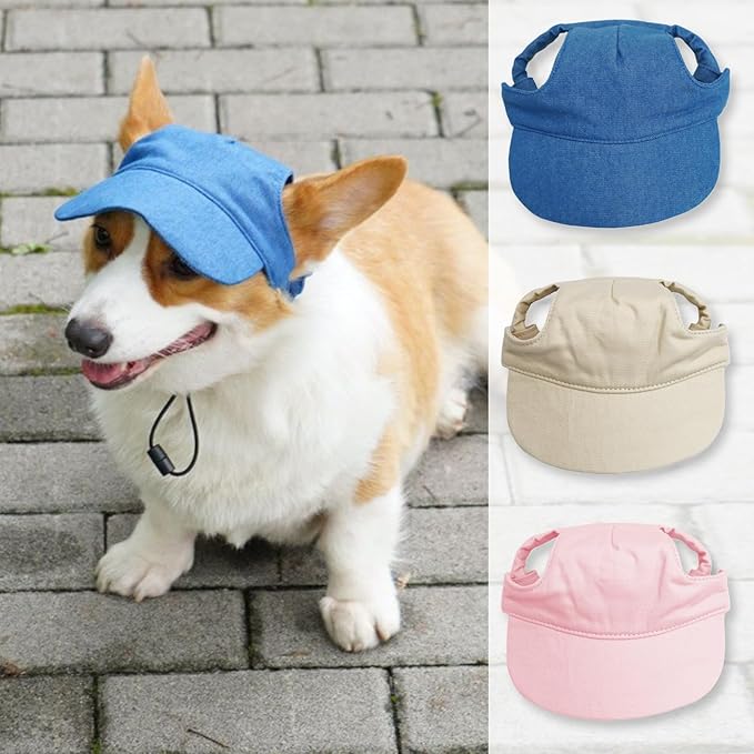 Dog Baseball Cap,Pet Summer Beach Hat,Dog Cat Sunbonnet Cap with Ear Holes,Adjustable Cat Visor for Small Medium Large Dogs (Pink, Medium)