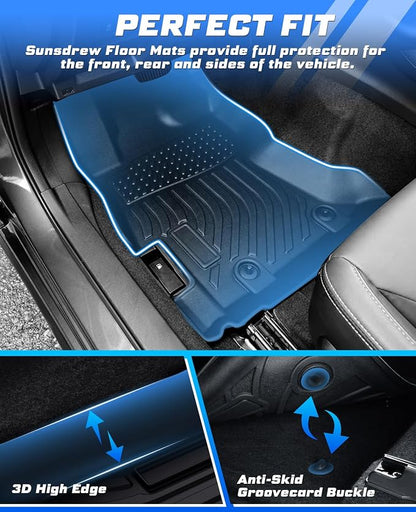 Sunsdrew TPE All Weather Floor Mats, Custom Fit for 2018-2023 Subaru Crosstrek/2017-2023 Impreza, Black, 4 Pc Set | Front Rear Floor Liners Accessories, All Weather Protection, TPE Rubber, Raised Edge