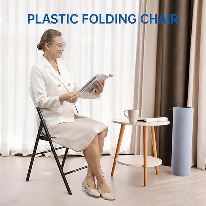 4 Pack Thicker 800 LBS White Folding Chairs, Commercial Grade Folding Chair, Foldable Chairs for Events