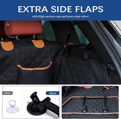 SUV Cargo Liner for Dogs,60/40 Split Seat Access,Waterproof Dog Trunk Cover | Feature: 60/40 Split Access | Material: Waterproof PU Leather | Protection: 15.75" Side Flaps & 19.69" Bumper Flap