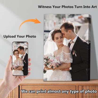 Personalized Custom Canvas Prints with Your Photos & Text, Customized Picture Print, Transform Own Images Into Framed Wall Art Digitally Printed Photo to Canvas, Keepsakes Gifts for Family 20x16’’