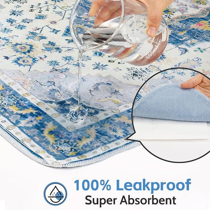 Washable Pee Pads for Dogs, 2 Pack Reusable Puppy Training Pads 72"x72" Super Absorbent Waterproof Dog Training Pads, Non-Slip Potty Pads, Whelping Pads Litter Mat Blue Medallion