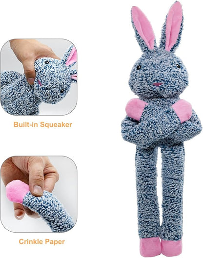 Rabbit No Stuffing Dog Toys for Large Dogs, Squeaky Crinkle Interactive Dog Animals Toys, Plush Teething to Keep Them Busy, Cute Funny Dogs Gifts for Small Medium Large Breed
