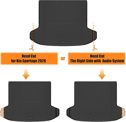 Auxko All Weather Floor Mats Cargo Mat with Backrest Mat for Kia Sportage 2026-2023 Gasoline All Season TPE Accessories Odorless Anti-Slip Floor Liners Trunk Tray with Back Seat Protector
