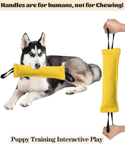 Clysoru Dog Tug Toy Dog，Double Pack Tough Jute Bite Pillow Training Equipment - Puppy to Large Dogs Interactive Toy.