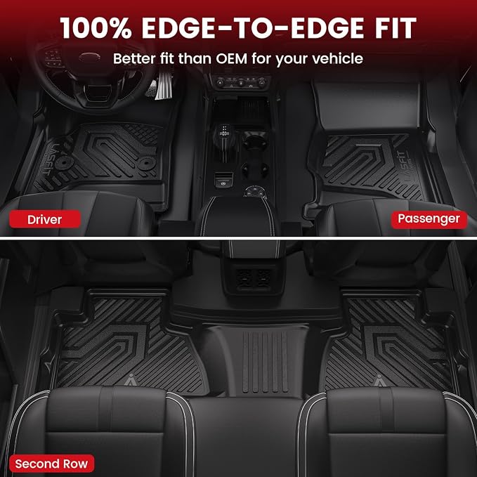 LASFIT Floor Mats & Cargo Liner 2015-2020 & Only 7/8 Seats (Not for 9 Seats) for Chevrolet Chevy Tahoe/GMC Yukon(Only Yukon, Not Fit Yukon XL), All Weather TPE Custom Fit Car Floor Liners