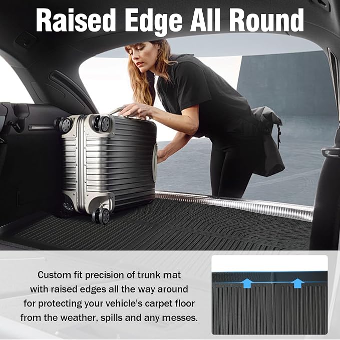 Yakitoko 3D TPE Car Trunk Cargo Liner Mat for Nissan Pathfinder 7/8 Seat 2022-2026 with Backrest Mat Custom Fit All-Weather Waterproof Floor Protection, Heavy Duty & Odorless