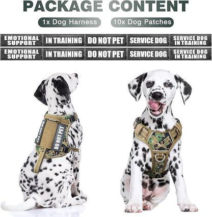 WINSEE Tactical Dog Harness, No Pull Dog Harness for Medium Large Dogs with Handle & Molle, Military Service Dog Vest Harness in Training Pet Harness for Small Dogs