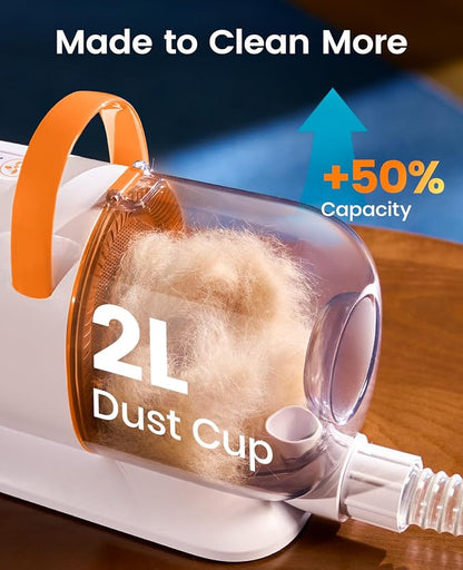 oneisall Dog Grooming Vacuum - 15000Pa Suction, Captures 99% Pet Hair to Reduce Shedding, Dog Grooming Clippers & Quiet Brush (≤59dB) with 4 Accessories, 2L Dust Canister for Home Cleaning（Orange） | 15000Pa Suction Power, Dog Grooming Kit, Low Noise≤59...