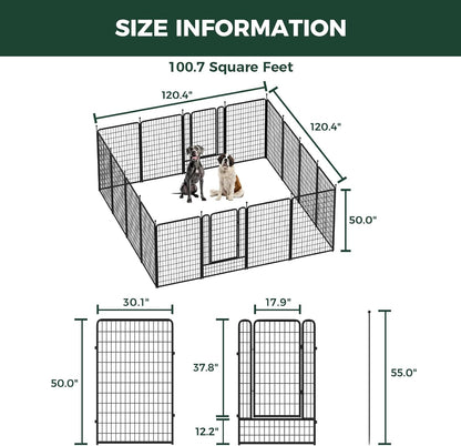 FXW Rollick Unleashed Dog Playpen for Indoor, Yard, RV Camping, 50 inch 16 Panels for Large Dogs, Black│Patented