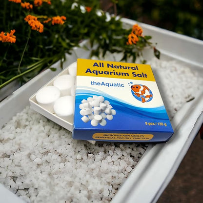 Premium Aquarium Salt, Aquarium Salt Freshwater Tablets for Aquarium Water Treatments Essential Supplies (9 Tablets)