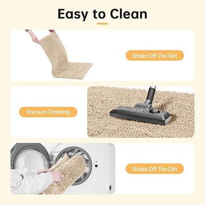 Absorbent Dog Door Mat for Muddy Paws, 72" x 24" Chenille Indoor Mats for Entryway, Trap Dirt Front Door Mat Indoor Entrance Washable Non Slip Soft Beige