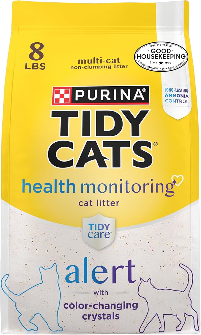 Purina Tidy Cats Tidy Care Alert Cat Health Monitoring Non Clumping Cat Litter with Silica Crystals - 8 Pound (Pack of 1)