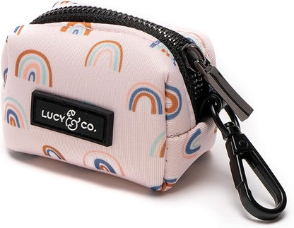Lucy & Co. in The Clouds Dog Poop Bag Holder - Leak Proof Dispenser - Hygienic Pet Poop Pickup - Pink Rainbows