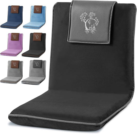 Japanese Meditation Floor Chair with Back Support for Adults - Premium Meditation Chair with Adjustable & Foldable Back for Seating, Yoga & Gaming — Folding Backjack Chairs with Backrest for Adults