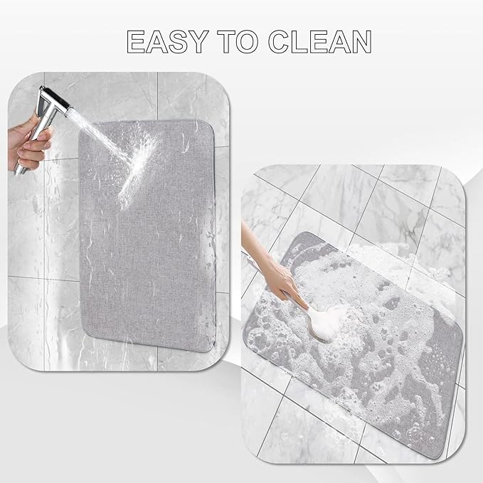 Indoor Door Mat, 1/10 in Ultra Thin Door Mat, Non-Slip Natural Rubber Backing Inside Doormat, Washable, Low-Profile Entrayway Mats, Durable Dirt Trapper for Various Entrance, 47''X24'', Grey