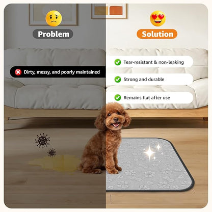 LOOBANI Reusable Pee Pads for Dogs Extra Large,36"x72", Gray | Non-Slip Washable Dog Mat For Hallway Runner, Floor, Bed, Fast Absorbent, Non-Slip, Waterproof, Leakproof