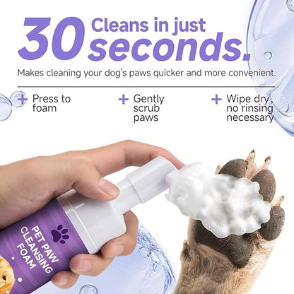 Dog Paw Cleaner Kit – Soft Silicone Brush for Safe Mud & Odor Removal, Travel No-Rinse pH Balanced Natural Formula, Gentle Daily Use – for Rain, Snow, Mud – Includes Towel & Paw Balm