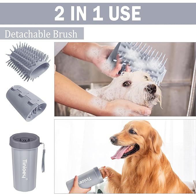 Dog Paw Cleaner for Large Dogs With 3 Towels & Bath Brush, Muddy Foot Washer for Pets